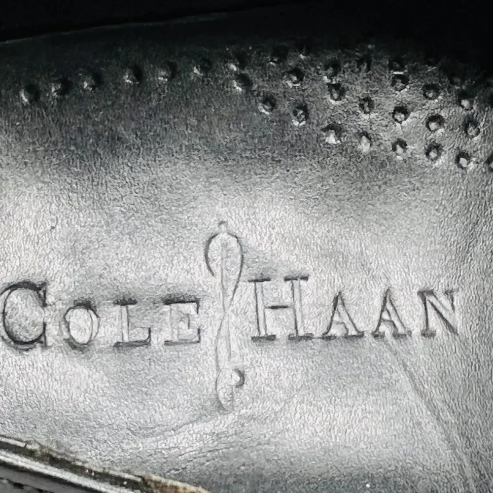 Cole Haan Shoes Mens 13 Black Leather Wingtip Oxford Brogue Lace Up Dress Formal